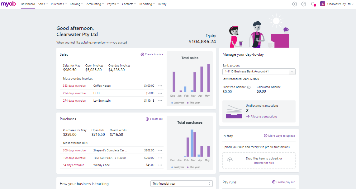 MYOB Dashboard-up-close